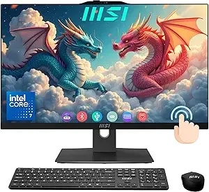 Msi Modern 24" All-In-One Touchscreen Desktop, 10-Core Intel Core 7 150u Cpu(5.4ghz), Ips Fhd (1920x1080) Display, 16gb ddr5 Ram, 512gb Ssd Plus 1tb Hdd, Hdmi In&Out Wireless Kb& Mouse, Win 11, Black
