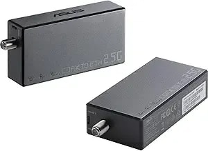 Asus 2.5gbps Ethernet Over Coax Adapter Starter Kit (Ma-25 2 Pack), Moca 2.5, High Speed Internet, Mesh Backhaul, Tv Streaming, Mps Security, Wall-Mountable