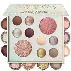 Ucanbe All In One Baked Makeup Palette – Eyeshadow, Blush & Bronzer Face Kit, Full Face Makeup Gift Set For Women, Neutral Pigmented Colors