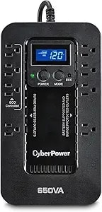 Cyberpower ec650lcd Ecologic Ups Battery Backup And Surge Protector, 650va/390w, 8 Outlets, Eco Mode, Compact, Ul Certified