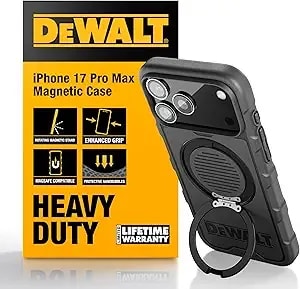 Dewalt Compatible Iphone 17 Pro Max Magnetic Case With Stand, Rugged Shockproof Cover W/ 360° Rotatable Ring Holder, Compatible With Magsafe Iphone 17 Pro Max Case Kickstand, Heavy-Duty Protective