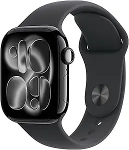 Apple Watch Series 11 [Gps 42mm] Smartwatch With Jet Black Aluminum Case With Sport Band - S/M. Sleep Score, Fitness Tracker, Health Monitoring, Always-On Display, Water Resistant (Renewed)