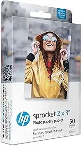 Hp Sprocket 2x3" Premium Zink Sticky Back Photo Paper (50 Sheets) Compatible With Hp Sprocket Photo Printers.