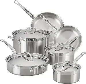Hestan - Probond Collection - Professional Clad Stainless Steel 10-Piece Ultimate Cookware Set, Induction Cooktop Compatible