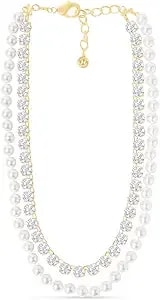 Martha Stewart Pearl And Crystal Necklace In Gold, 24 Inches For Women
