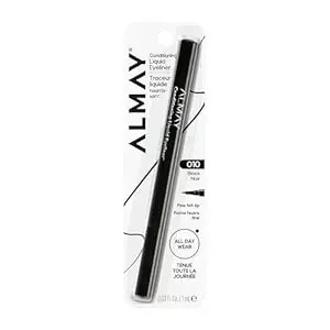 Almay Conditioning Liquid Liner, Precision Felt Tip Eyeliner, Waterproof, Hypoallergenic, Vegan, Cruelty-Free Makeup, 10 Black