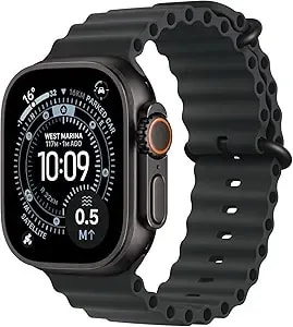 Apple Watch Ultra 3 [Gps + Cellular, 49mm] Black Titanium Case With Black Ocean Band (Renewed)