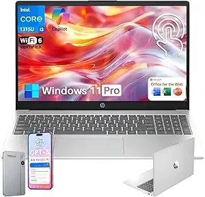 Hp 15.6 Touchscreen Laptop For Student & Business, Intel Core i3-1315u (Up To 4.5ghz), 8gb Ram, 512gb Ssd, Copilot Ai, Wi-Fi 6, Hd Camera, Windows 11, Natural Silver, W/Recolx Ai Voice Recorder