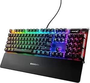 Steelseries Apex 7 Mechanical Gaming Keyboard – Oled Smart Display – Usb Passthrough And Media Controls – Linear , Quiet – Rgb Backlit (Red Switch)