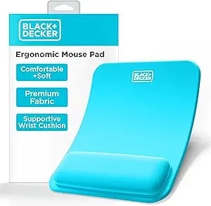 Black+Decker Ergonomic Mouse Pad Wrist Support - Comfortable Mouse Pad Wrist Rest - Wrist Relief Gel Mousepad - Non-Slip Base Aesthetic Mousepad For Gaming, Home, Office - Perfect For Computer, Laptop