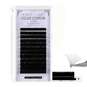 Arison Lashes Easy Fan Volume Lashes 0.03 C Curl 8-15mm Mixed Length, Self Fanning Lash Extensions For Lash Artists, Blooming Lashes
