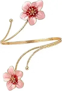Makemechic Beach Gold Arm Cuff Jewelry For Women Bangle Band Armlet Flower Upper Arm Cuff Bracelet Summer Beach Essentials
