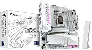 Gigabyte b860m Aorus Elite wifi6e Ice Intel Core Ultra (Series 2) Lga 1851 Motherboard, Matx, ddr5, 3x M.2, Pcie 5.0, Usb-C, wifi6e, 2.5gbe Lan, Ez-Latch
