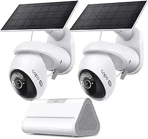 Tapo 4k Complete Outdoor Security Camera Bundle: Solar-Powered Spot Magcam + 360° Ptz Cam W/Smart Home Hub h500 - Wireless Battery Cameras, Pan/Tilt, 24/7 Capture, Free Person/Vehicle Detection
