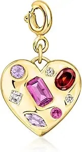 Ross-Simons 0.57 Ct. T.W. Multi-Gemstone Heart Charm In 18kt Gold Over Sterling