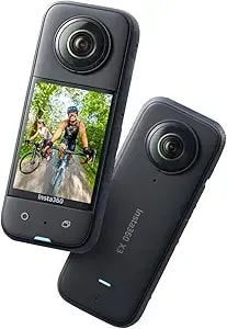 insta360 x3-360 Action Camera With 5.7k 360 Active Hdr Video, 4k Single-Lens Camera, Waterproof, Flowstate Stabilization, 2.29" Touchscreen, Ai Editing, For Motorcycle, Wintersports And Vlogging