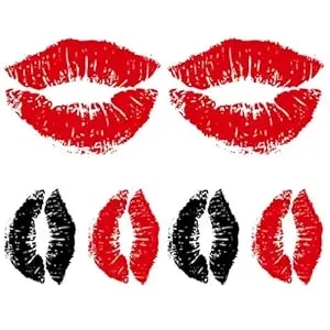 2 Sheets Romantic Love Small Tiny Temporary Tattoos For Adults, Heartbeat Lips Love Fake Tattoo Stickers, Waterproof Long Lasting Body Art For Arm Wrist