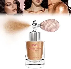 Boko Highlighter Powder Spray, Body Shimmer Spray For Glitter Highlighter Makeup, Glitter High Gloss Powders Body Shimmer Powder For Festival Concert Rave Party Daily Face Sparkle Makeup - Late Autumn
