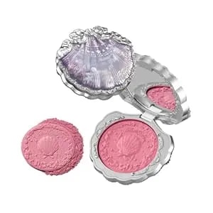 Flower Knows Shell'S Jewel Collection Silk Satin Blush,Shimmery Cool Berry Pink Powder Blush For Cheeks,Buildable & Blendable Face Makeup,Soft Long-Lasting,0.18 Oz(02 Luna Pearl)