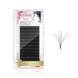 Nagaraku Easy Fan Premade Fans Eyelash Extensions 3 Layers Self Blooming Mega Volume Eyelashes Rapid Automatic Flower Soft Pre-Glued Lashes Pre Fanned Lash - 0.03d Curl -7-9-11mm Mix