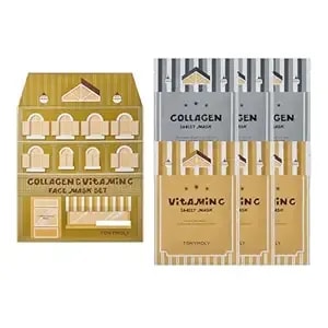 Tonymoly Mini House Of Masks 6-Pack Holiday Skincare Gift Set - Collagen & Vitamin C Korean Sheet Masks - Hydrating, Brightening & Firming Face Masks - Festive Stocking Stuffer For Women