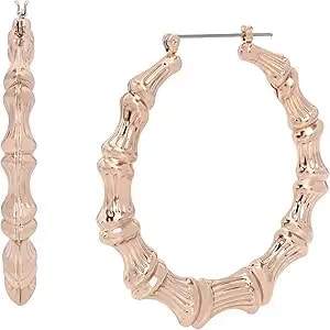 Betsey Johnson Womens Bamboo Hoop Earrings