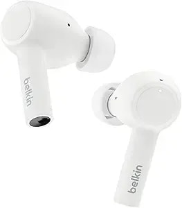 Belkin Soundform™ Pulse Noise Cancelling Earbuds, Wireless Ear Buds With Wireless Charger Case & Dual Microphone - ipx5 Water Resistant Bluetooth Headphones For Iphone & Samsung - White