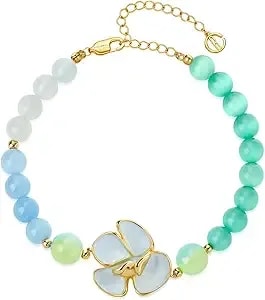 Cicy Bell Evil Eye Bracelets For Women Natural Cat'S Eye Gemstone Stretch Elastic Healing Bracelet For Women Lucky Birthday Gifts