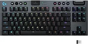 Logitech g915 Tkl Tenkeyless Lightspeed Wireless Rgb Mechanical Gaming Keyboard, Low Profile Switch Options, Lightsync Rgb, Advanced Wireless And Bluetooth Support - Tactile,Black