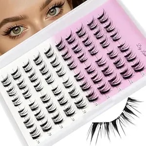 Cat Eye Fairy Eyelash Clusters Extensions 60pcs Manga Eyelashes Clusters Natural Spiky Lash Extensions Tray 11/12/13mm Mix 0.01mm Thickness Diy Self Adhesive Individual Lashes At Home