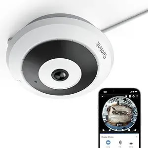 Reolink Wifi Security Fisheye Camera, 2k+ 6mp 360° Panorama, 2.4/5ghz Wifi Indoor Wireless Security Camera, Person Motion Detection, Ceiling/Wall/Desk Mount, Supports Up To 512gb Microsd, Fe-W (White)