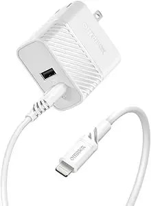 Otterbox Usb-A Dual Port Wall Charger, 24w Combined + Otterbox Usb A-Lightning Cable, 1m - Cloud Dream