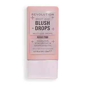 Revolution Beauty London, Bright Light Glow Blush Drops, Builable Liquid Blush For Face, Infused With Hyaluronic Acid, Vegan & Cruelty-Free, Pink Rosie, 0.77 Fl Oz