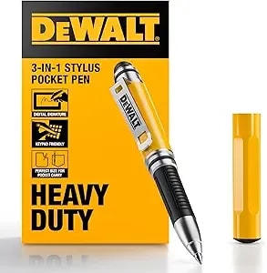 Dewalt Heavy Duty 3-In-1 Mini Stylus Pocket Pen, Tablet Pens For Ipad, Edc Touch Screen Pens, Ballpoint W/Touchscreen Tip, Keypad Tip, Compatible Iphone Stylus Pen, Extra Ink Cartridge, Gifts For Dad