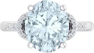 Martha Stewart 4 1/2 Carat Oval Shape Gemstone Ring With Lab Grown Diamonds In Sterling Silver, Choose Your Gemstone