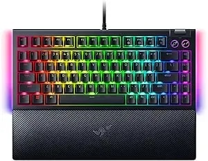 Razer Blackwidow v4 75% Mechanical Gaming Keyboard: Hot Swappable Design - Compact & Durable - Orange Tactile Switches - Chroma Rgb - Roller & Media Keys - Wrist Rest Snap Tap - Black