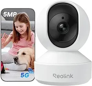Reolink e1 Pro 3k Pt Wi-Fi Indoor Camera For Baby & Pet Monitoring, Auto Tracking, 5mp Night Vision Enhanced By f1.6 Aperture, Person/Pet/Baby Crying Detection, 2.4/5ghz Wi-Fi, Two-Way Audio