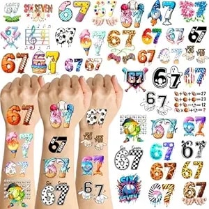 114 Pieces Funny Six Seven 67 Temporary Tattoos Stickers,15 Sheets Six Seven 6 7 Themed Tattoos Stickers Party Decoration Supplies For Adults