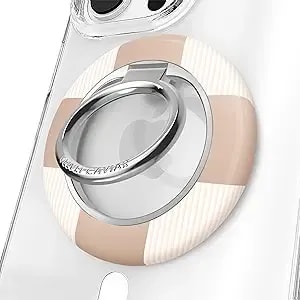 Velvet Caviar Compatible With Magsafe Phone Grip 2.0 - Cute Magnetic Ring Holder - Finger Loop Kickstand - Pop On Accessory For Iphone 17, 16, 15, 14, 13, 12 - Nude Checkered