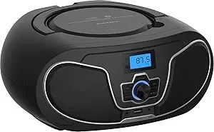 Philips Cd Player Boombox, Dynamic Bass Boost With Bluetooth, Fm Radio, Usb Playback & Aux Input, Portable Top-Loading Boombox, Clear Stereo, Rw/mp3 Compatible (Black)