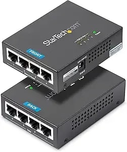 Startech.Com 4 Port Gigabit Midspan - Poe+ Injector - 802.3at And 802.3af - Wall-Mountable Power Over Ethernet Midspan , Taa (poeinj4g)