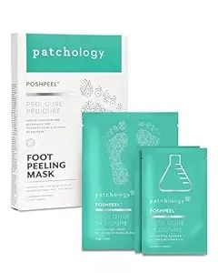 Patchology Poshpeel Pedi Cure - Foot Peel Mask Soak Treatment, Feet Peeling Mask, Pedicure Booties With Deep Exfoliation For Baby-Soft Skin, Pedicure Supplies For Foot Care, 1 Pair