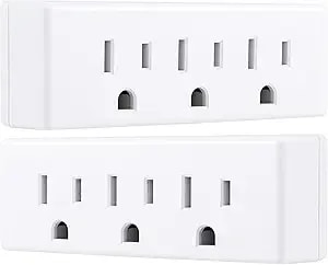 Philips 3-Outlet Extender, 2 Pack, Grounded Wall Tap, 3-Prong Adapter, Multiple Plug, Power Splitter, Cruise Essentials, Use For Home Office School Dorm, Ul Listed, White, sps1630w/37