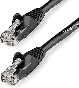 Startech 3ft cat6 Ethernet Cable - Black Cat 6 Gigabit Ethernet Wire -250mhz 100w Poe rj45 Utp Network Patch Cord Snagless With Strain Relief (n6patch3bk)