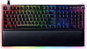Razer Huntsman v2 Analog Gaming Keyboard: Adjustable Actuation Via Analog Optical Switches - Rapid Trigger Mode - Chroma Rgb Lighting - Magnetic Wrist Rest - Dedicated Media Keys & Dial - Black