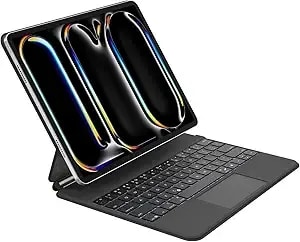 Belkin Pro Keyboard Case W/Magnetic Stand, Backlit Bluetooth Keyboard, Multi-Gesture Controls, Magnetic Apple Pencil Storage Compatibility, & Multimedia Keys For Ipad Pro 13" (m4/m5) - Black