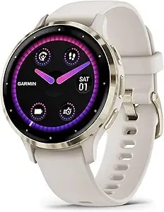 Garmin Venu 3s Soft Gold Stainless Steel Bezel 1.2-Inch Amoled Touchscreen Display Smart Watch With 41mm Ivory Case And Silicone Band (Renewed)