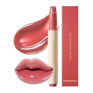 Nature Republic Honey Melting Lip (07 Lychee) Soft Lip Stick, Hydrating Gloss, Moisturizing Balms, Sheer Tint, Shine & Glowy Finish, Korean Make Up