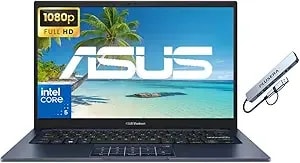 Asus Vivobook 14" Fhd Business Laptop Computer, Intel Core 5 120u (10-Core) Processor, 16gb Ram 1tb Ssd, Windows 11, Ai Copilot, Camera Privacy Shutter, Plusera 8-In-1 Hub Included, Quiet Blue