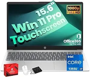 Hp 15.6" Fhd Touchscreen Laptop(2026) - Intel Core i7-1355u (10-Core, Up To 5.0ghz), 16gb Ram, 512gb Ssd, Iris Xe Graphics, wifi6, Webcam, Win 11 Pro, Business & Students, Office 365 For The Web
